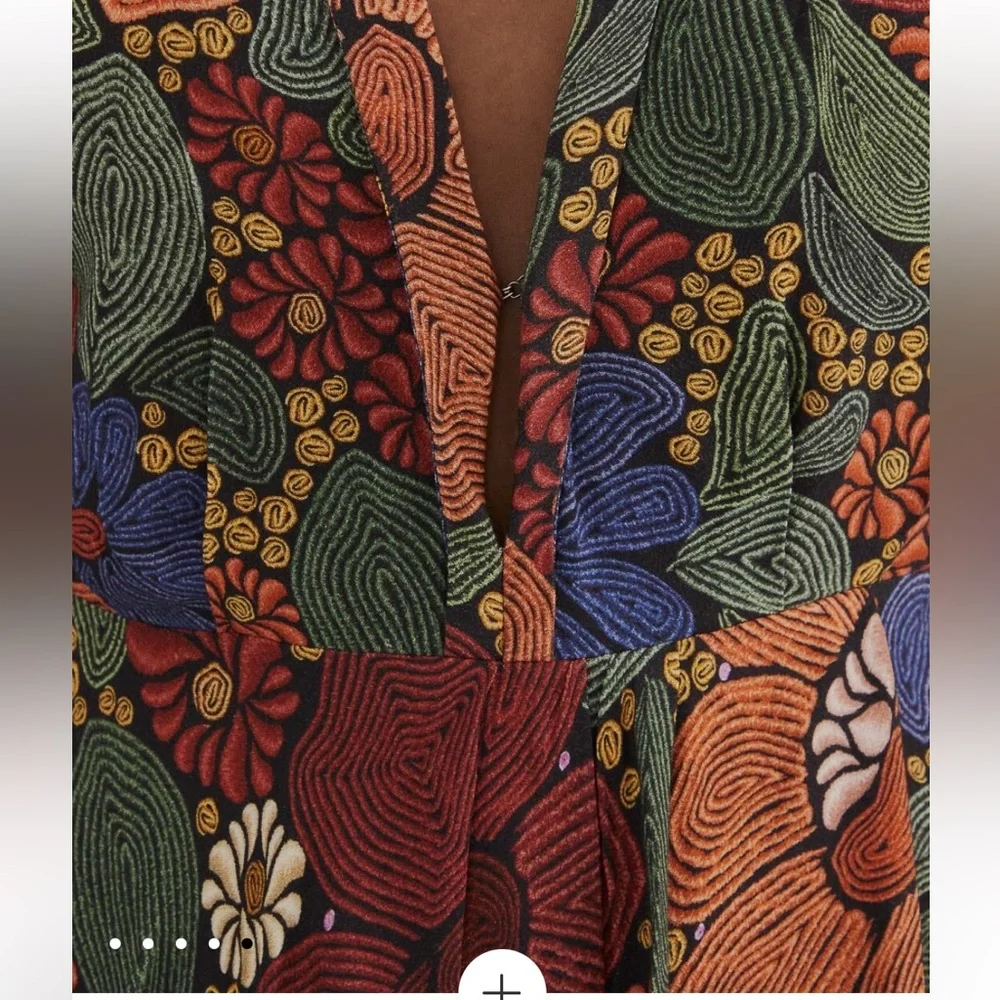 Farm Rio Black Stitched Flowers V Neck Maxi Dress from Anthropologie- Size Large - Picture 6 of 16